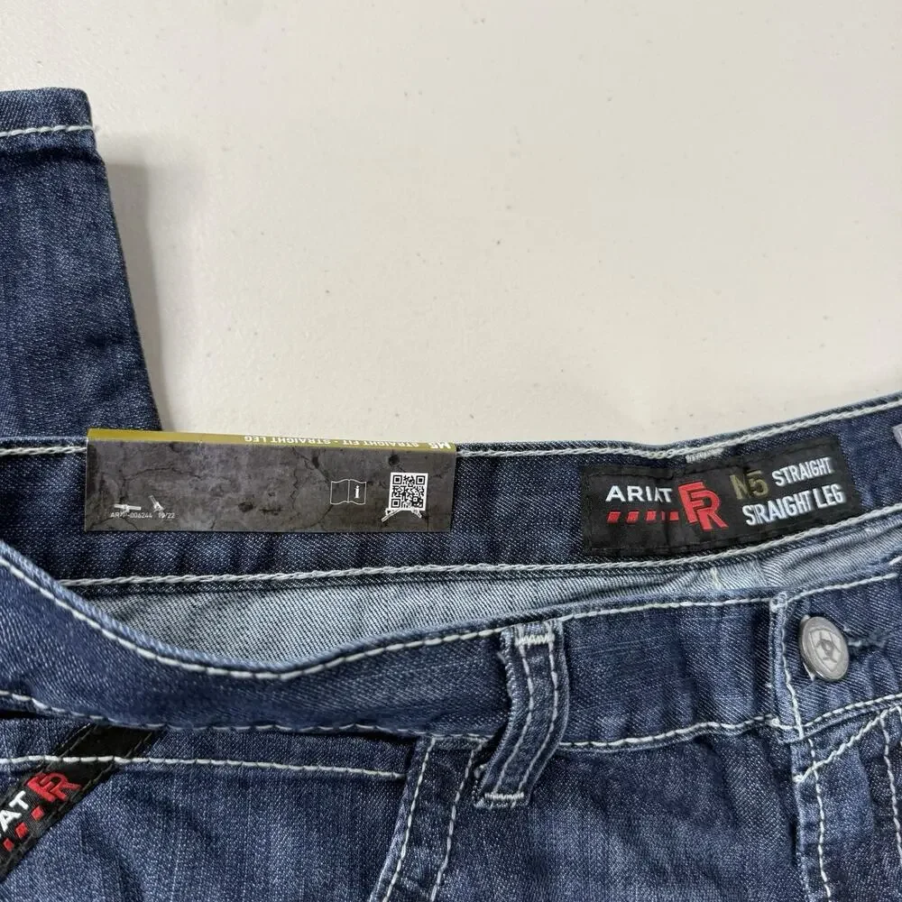 Ariat Work M5 Fr Jeans Mens 38x34 Straight Leg Fit Blue Denim